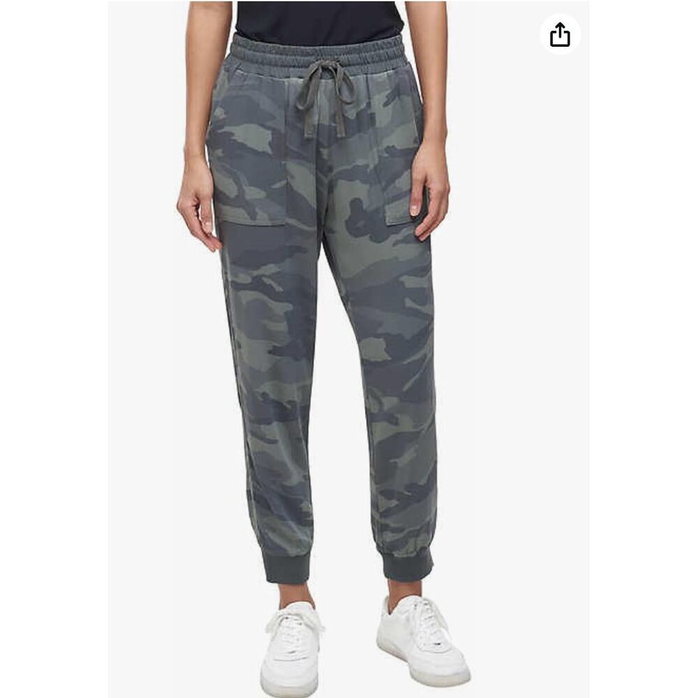 Splendid Green Camo Jogger Pants Womens Medium Pull On Drawstring